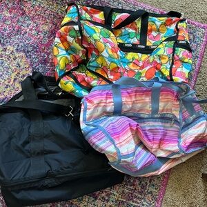 Lesportsac Colorful Travel Bags Set BUNDLE of 3 bags duffles & weekender